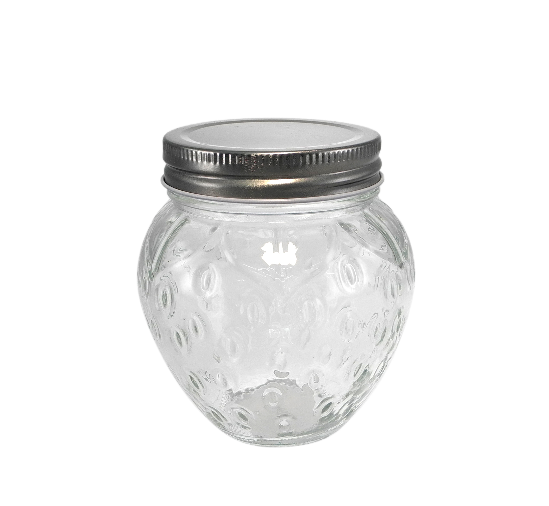 A Strawberry-shaped Silver Stainless Steel Lid for A High-boron-silica Glass Storage Jar YD-STJ-143