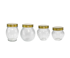 Various Relief Patterns, Golden Stainless Steel Cover, High Borosilicate Glass Storage Jar YD-STJ-116
