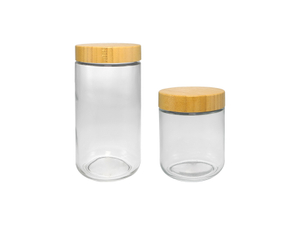 Large-mouth Wooden Lid High Borosilicate Glass Storage Jar YD-STJ-162