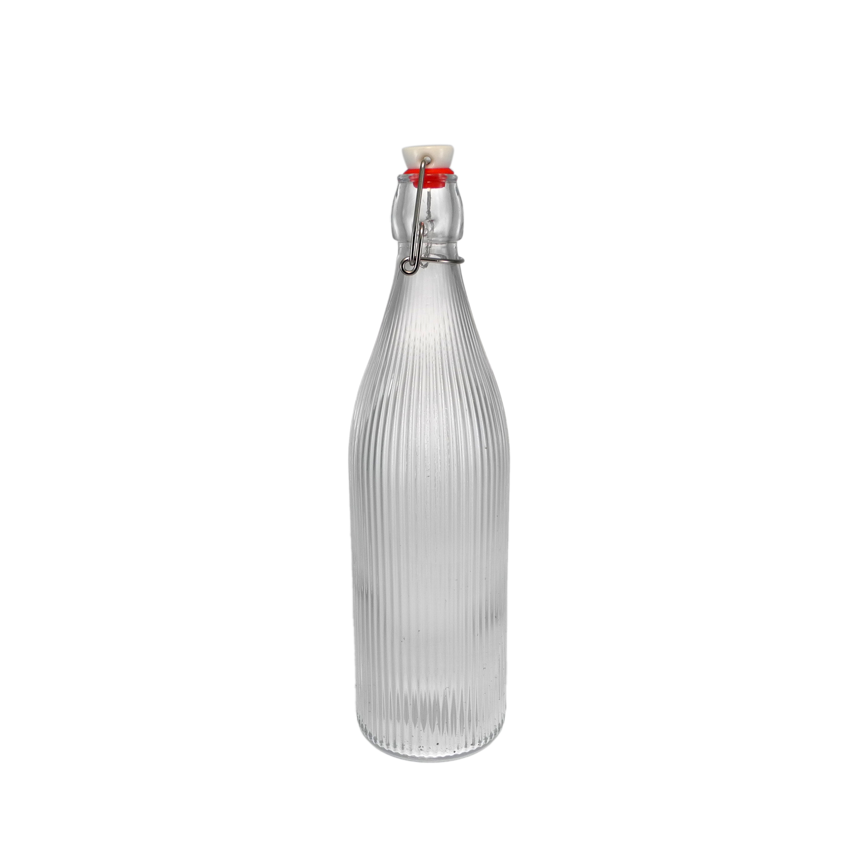 Vertical Striped Relief Glass Stopper Bottle YD-BOT-041