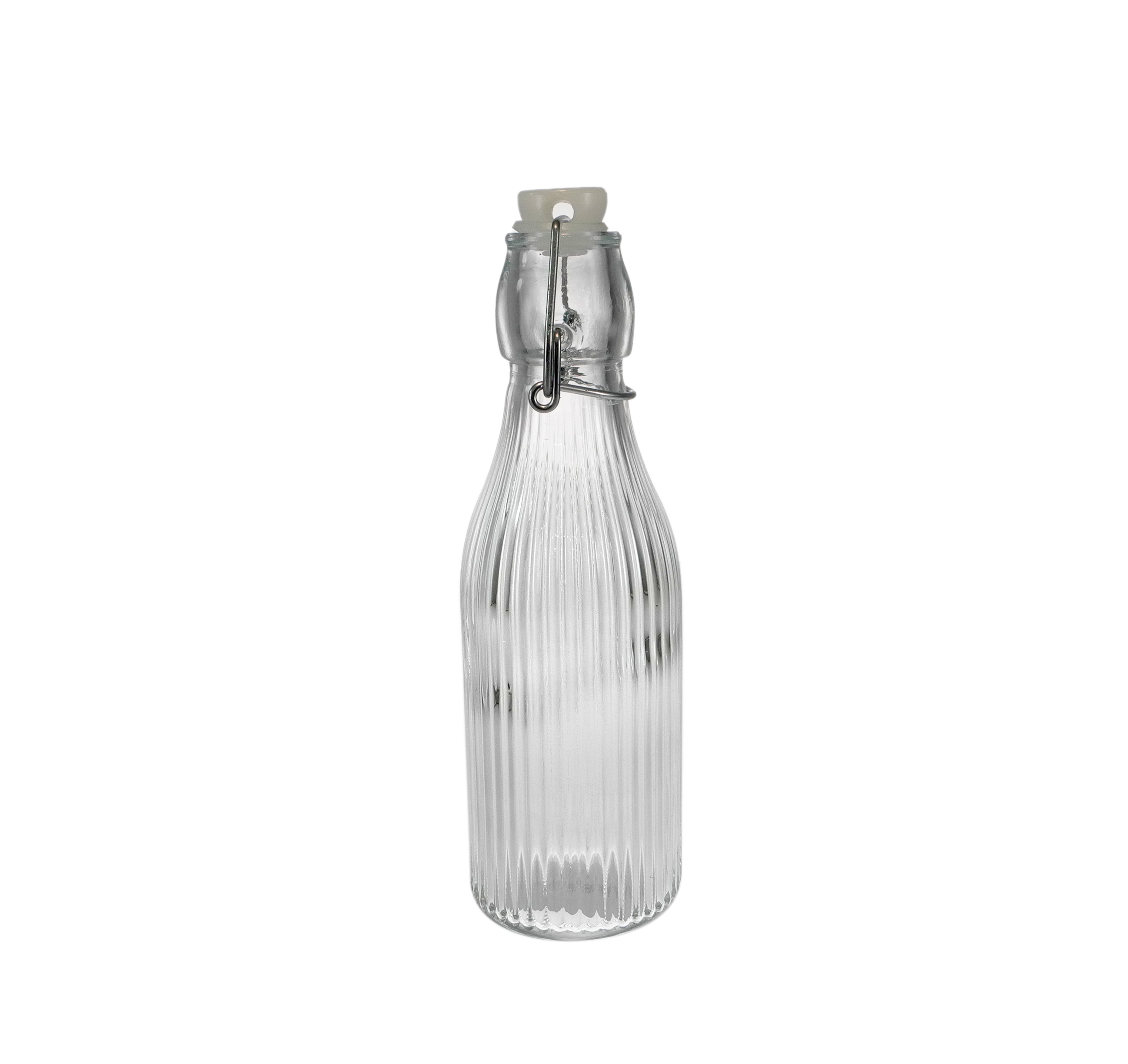 Vertical Striped Transparent Glass Clip Bottle YD-BOT-045